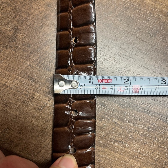 Croc Pattern Embossed Belts Bonded Leather Belt G Buckle - Picture 8 of 10